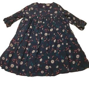 12 GYMBOREE Flowy lined navy blue bell sleeve FLORAL PRINT GIRLS Dress large